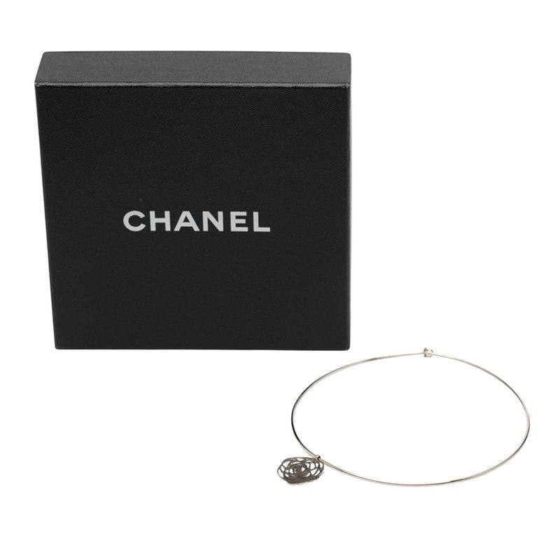Chanel Camellia Necklace Choker Silver Metal — view 5