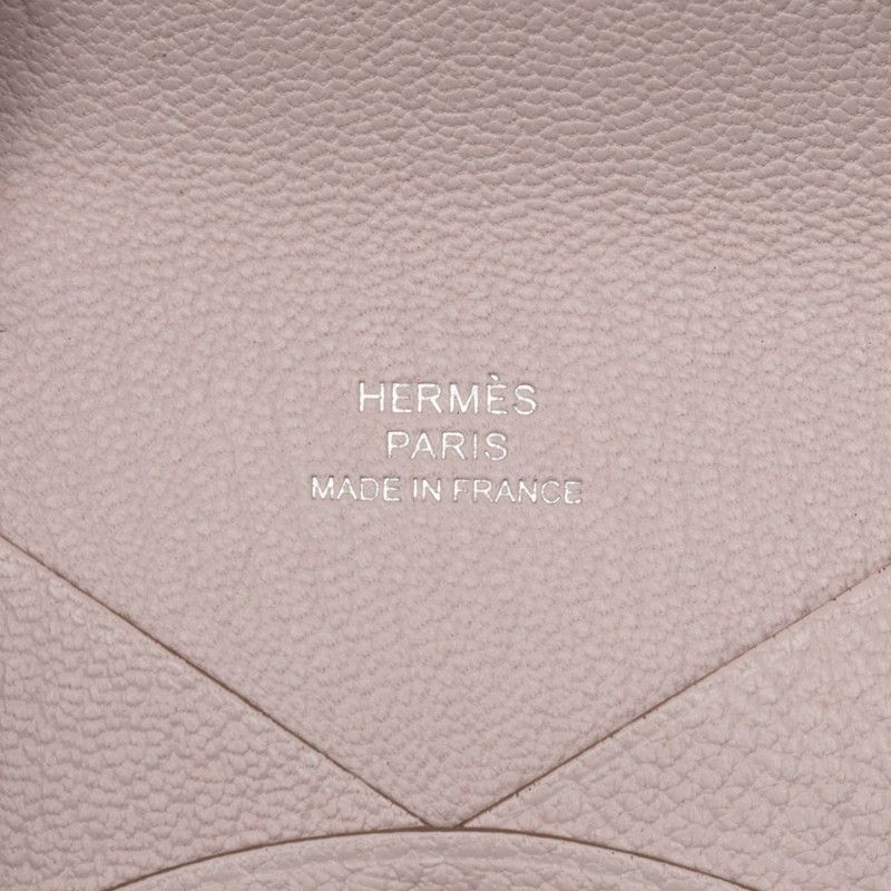 Hermes Calvi Card Case Business Holder Mauvepere Pink Chevre Misole — view 6