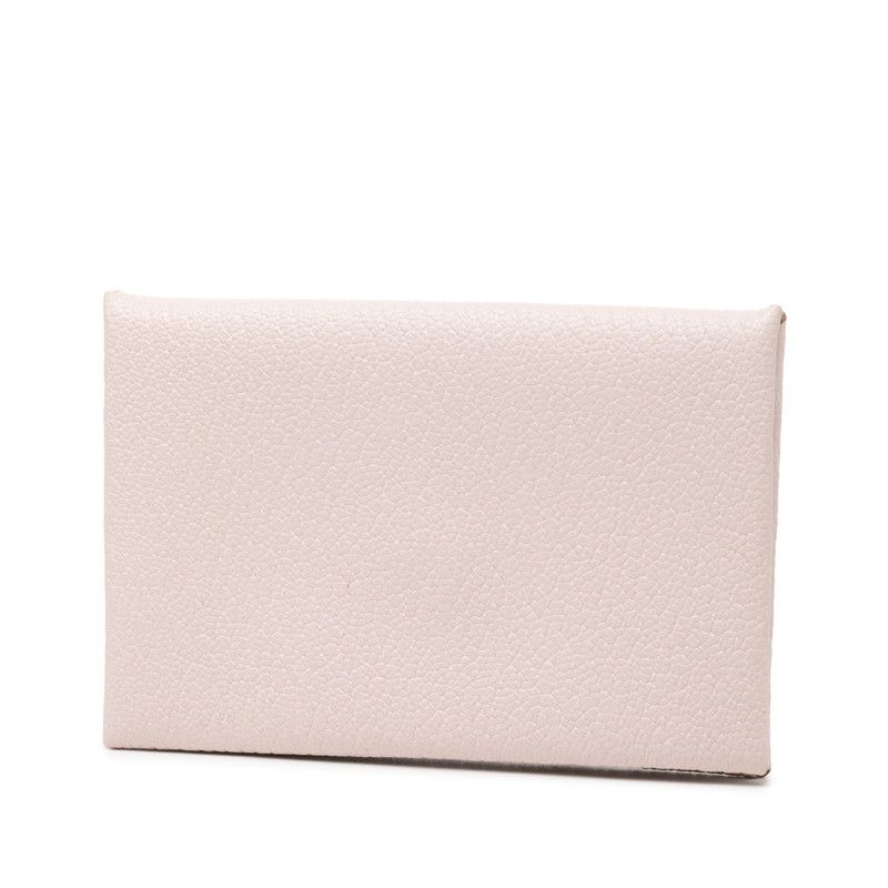 Hermes Calvi Card Case Business Holder Mauvepere Pink Chevre Misole — view 2