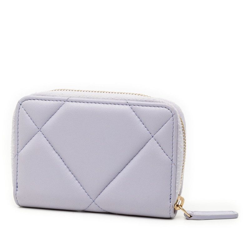 Chanel CC Logo Quilted 19 Card Case Zip Around Purple — view 2