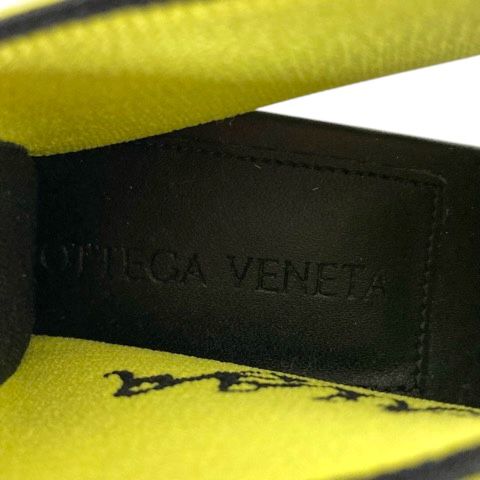 Bottega Veneta Sandals Shoes Jacket Logo Chunky Heel 35.5 Black Yellow — view 3