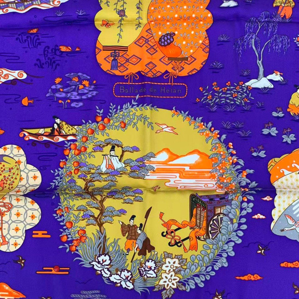Hermes Carre 90 Large Scarf 100% Silk Ballade de Heian in the Garden — view 7