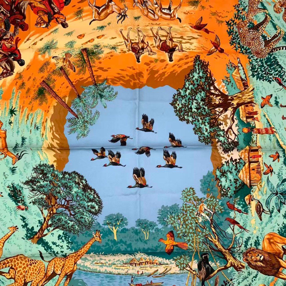 Hermes Scarf Carre 90 Africa Navy — view 7