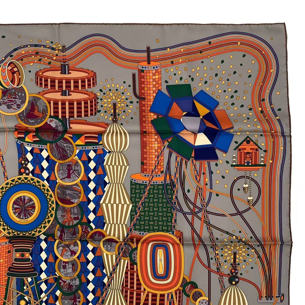 Hermes Carre 90 Lelaboratoire du Temps Laboratory of Time Scarf Silk Multicolor — view 4