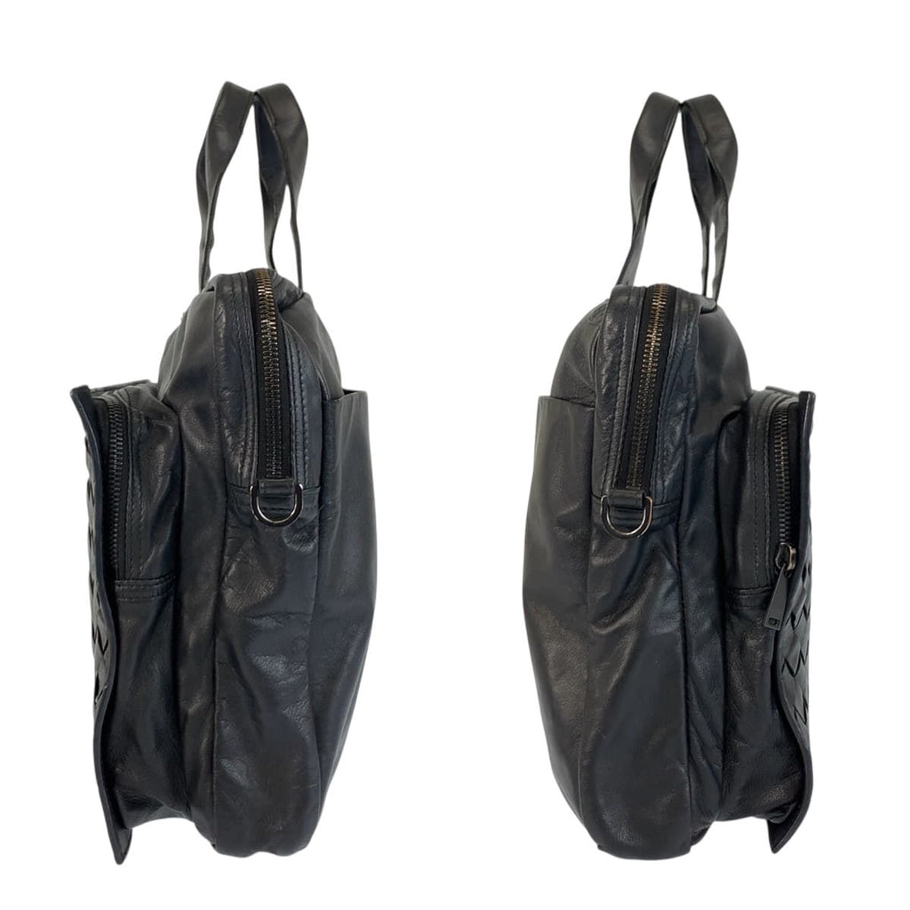 Bottega Veneta Maxi Intrecciato Black Leather Business Bag — view 8