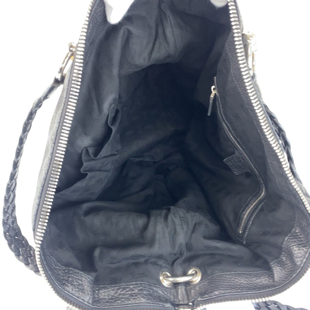 Gucci Bamboo Black Silver Leather Tote Shoulder Bag — view 8