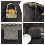 Gucci Bamboo Black Silver Leather Tote Shoulder Bag — view 4