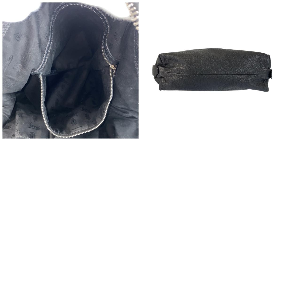 Gucci Bamboo Black Silver Leather Tote Shoulder Bag — view 9
