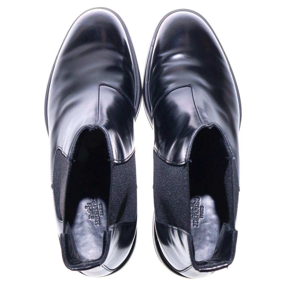 Hermes Fusion Calfskin Side Gore Leather Short Boots Shoes Black — view 4