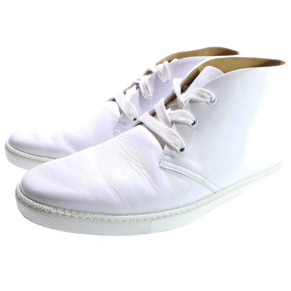 Hermes Logo Patch Leather High Cut Sneakers White — view 2