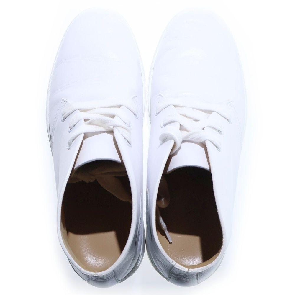 Hermes Logo Patch Leather High Cut Sneakers White — view 4