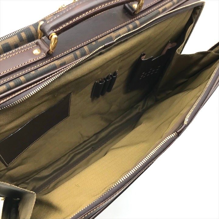 Fendi Zucca 2-Way Travel Shoulder Bag Canvas Briefcase Brown Khaki — view 8