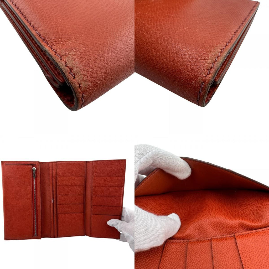 Hermes Long Wallet Trifold Bearn Dupri Orange — view 5