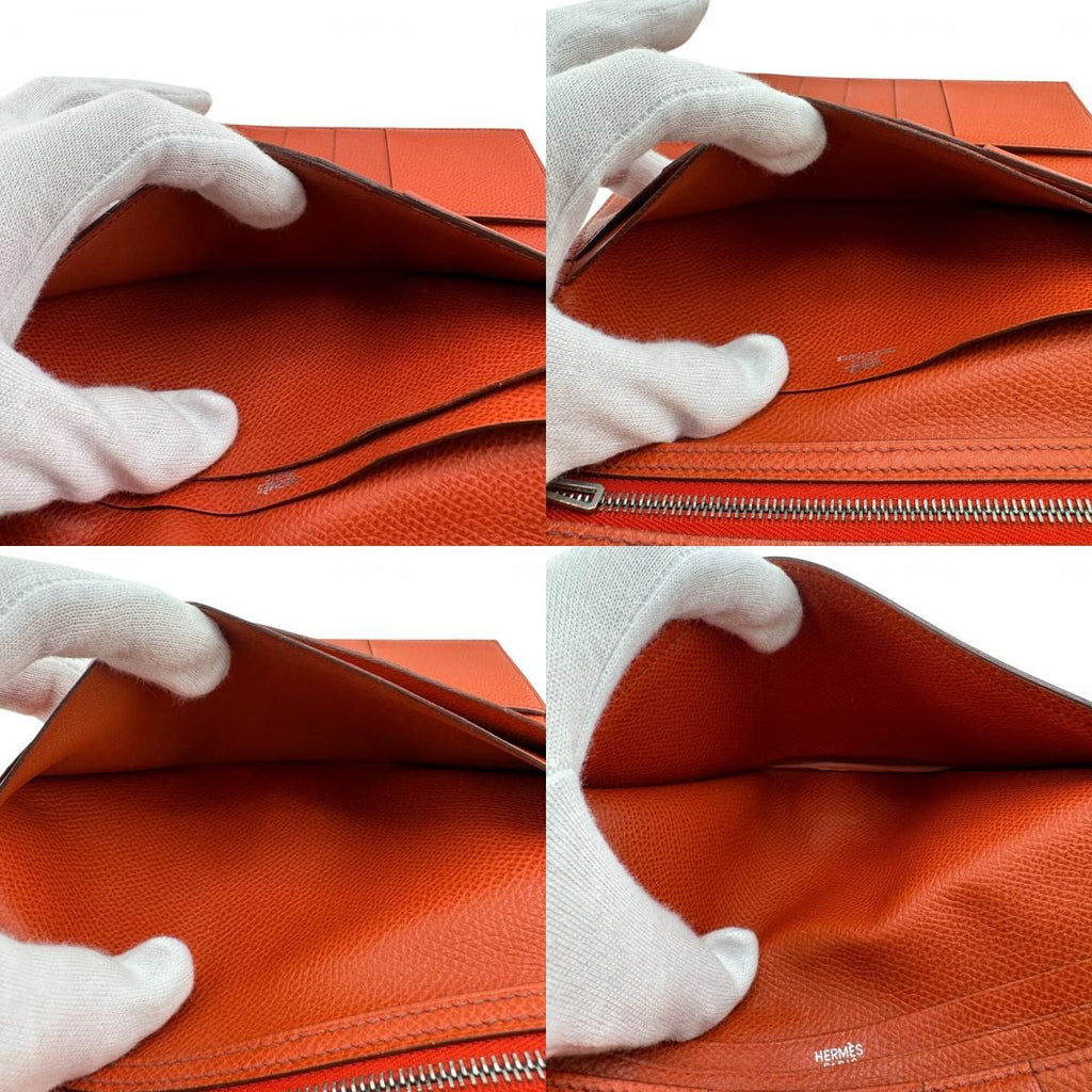 Hermes Long Wallet Trifold Bearn Dupri Orange — view 6