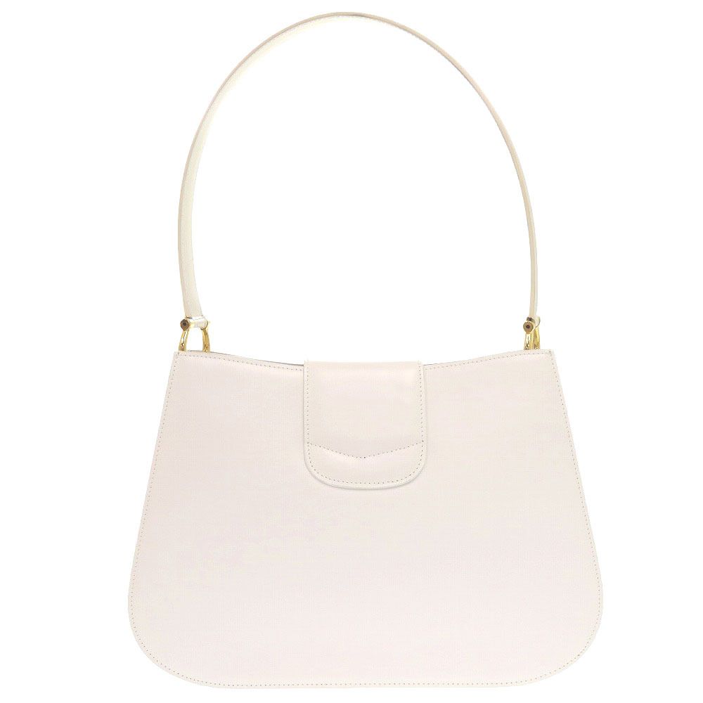 Celine 1 Vintage Gold Leather White One Shoulder Bag — view 3