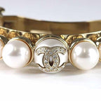 Chanel Pony Barrette Hair CC Logo Rhinestone Faux Pearl Gold — view 6