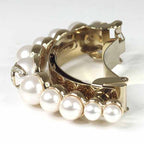 Chanel Pony Barrette Hair CC Logo Rhinestone Faux Pearl Gold — view 3