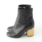 Chanel Leather CC Logo Ankle Boots Shoes Black 37 — view 3
