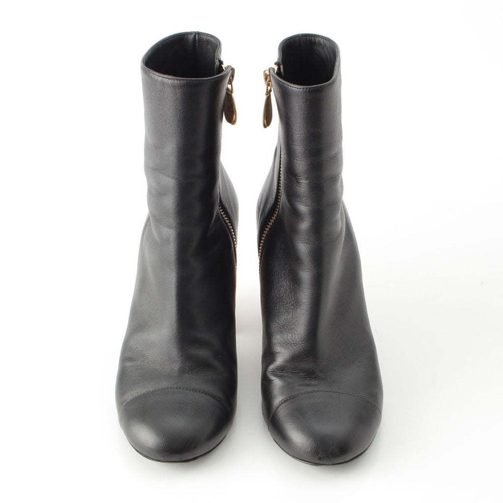 Chanel Leather CC Logo Ankle Boots Shoes Black 37 — view 2