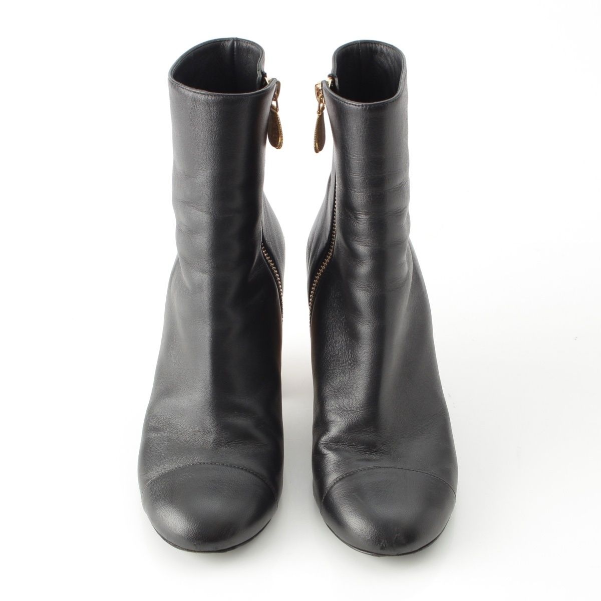 Chanel Leather CC Logo Ankle Boots Shoes Black 37 — view 2
