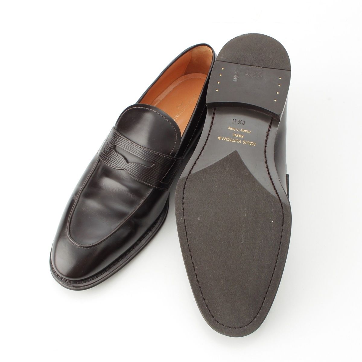Louis Vuitton Epi Shoes LV Logo Loafers Brown 8.5 M — view 5