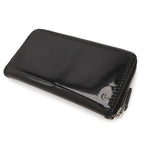 Chanel CC Logo Zip Around Wallet Enamel Patent Leather Black Silver Har — view 2