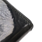 Chanel CC Logo Zip Around Wallet Enamel Patent Leather Black Silver Har — view 5
