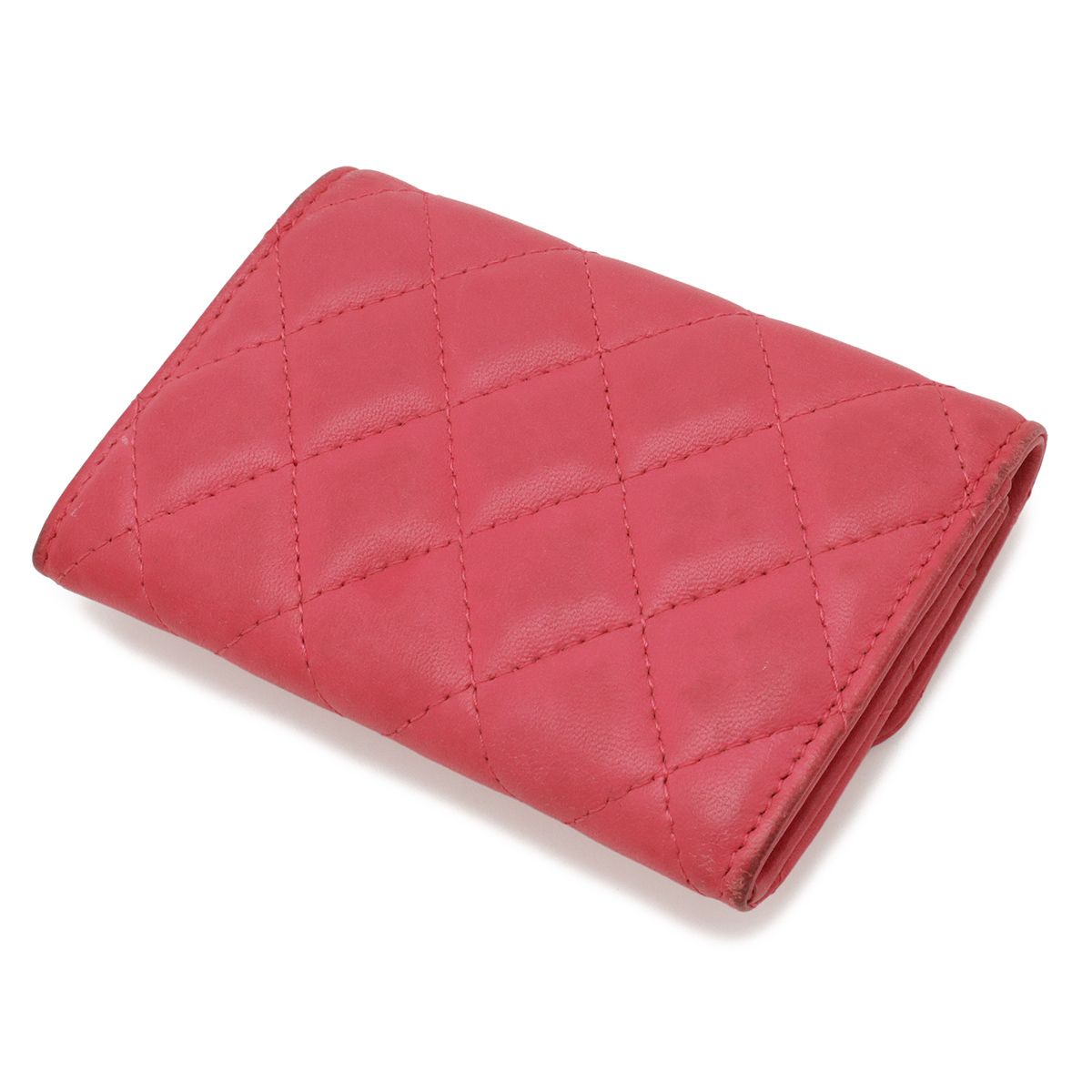 Chanel Quilted CC Logo Business Card Holder Case Lambskin Leather Pink — view 2