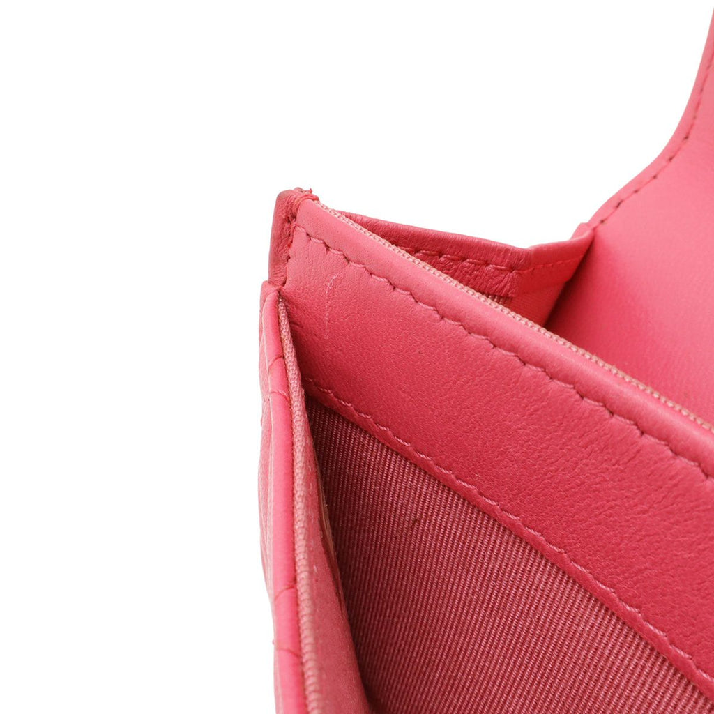 Chanel Quilted CC Logo Business Card Holder Case Lambskin Leather Pink — view 6