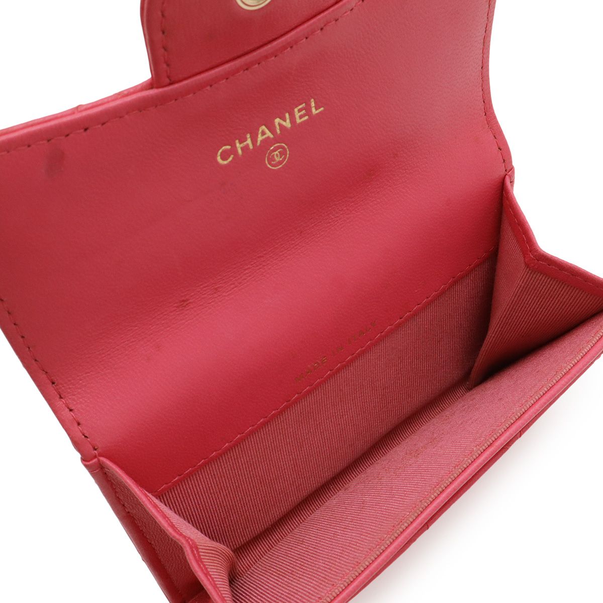 Chanel Quilted CC Logo Business Card Holder Case Lambskin Leather Pink — view 4