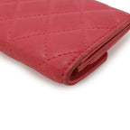Chanel Quilted CC Logo Business Card Holder Case Lambskin Leather Pink — view 3