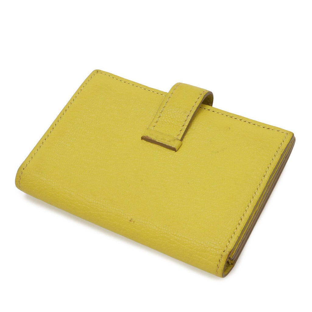 Hermes Bearn Card Case Business Holder Chevre Leather Lime — view 2