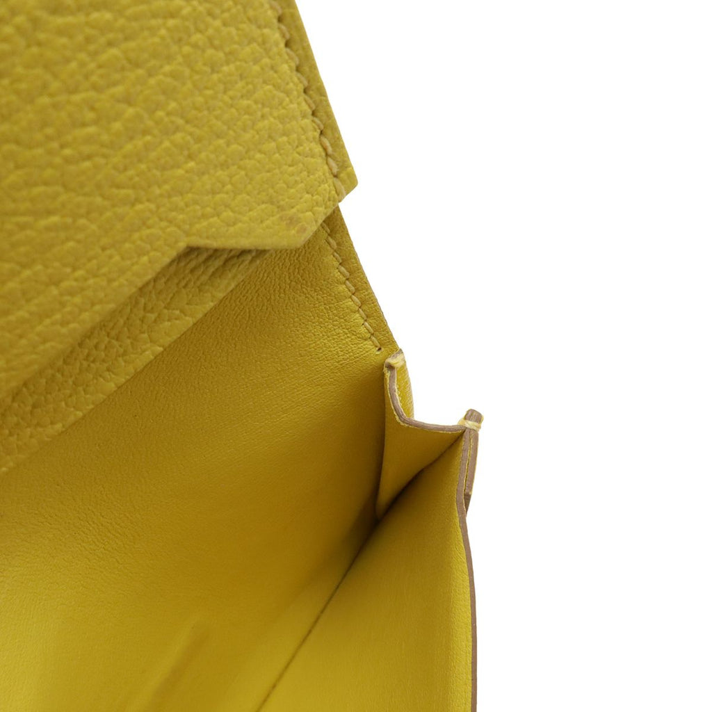Hermes Bearn Card Case Business Holder Chevre Leather Lime — view 8