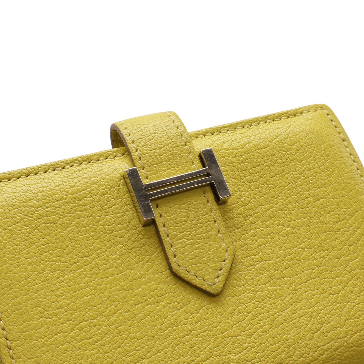 Hermes Bearn Card Case Business Holder Chevre Leather Lime — view 4