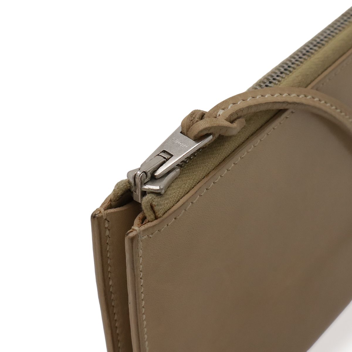 Hermes Remix Card Case L-shape Zipper Strap Leather Beige Silver — view 5