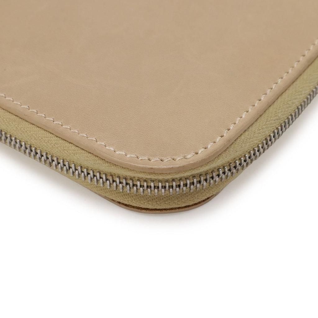 Hermes Remix Card Case L-shape Zipper Strap Leather Beige Silver — view 3