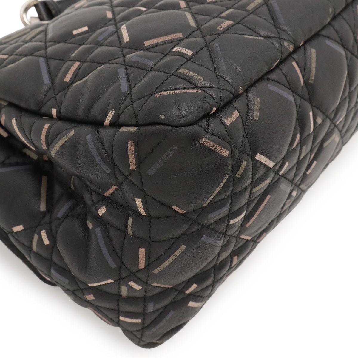 Dior Christian New Rock Cannage Chain Shoulder Bag Leather Black Silver — view 3