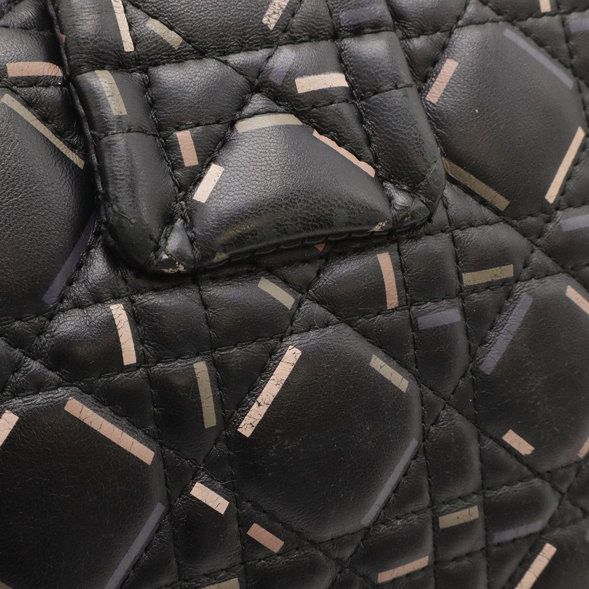 Dior Christian New Rock Cannage Chain Shoulder Bag Leather Black Silver — view 4