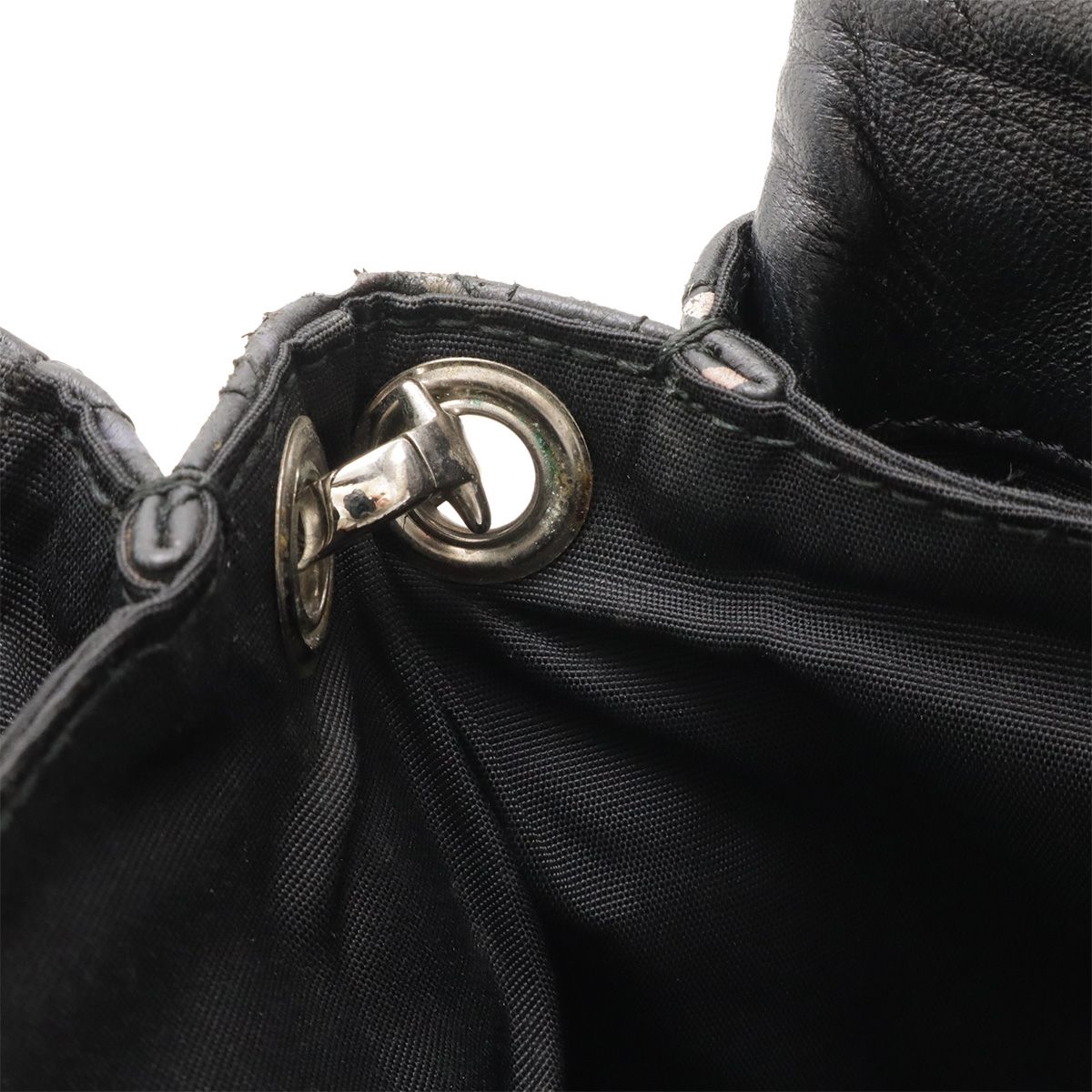 Dior Christian New Rock Cannage Chain Shoulder Bag Leather Black Silver — view 8