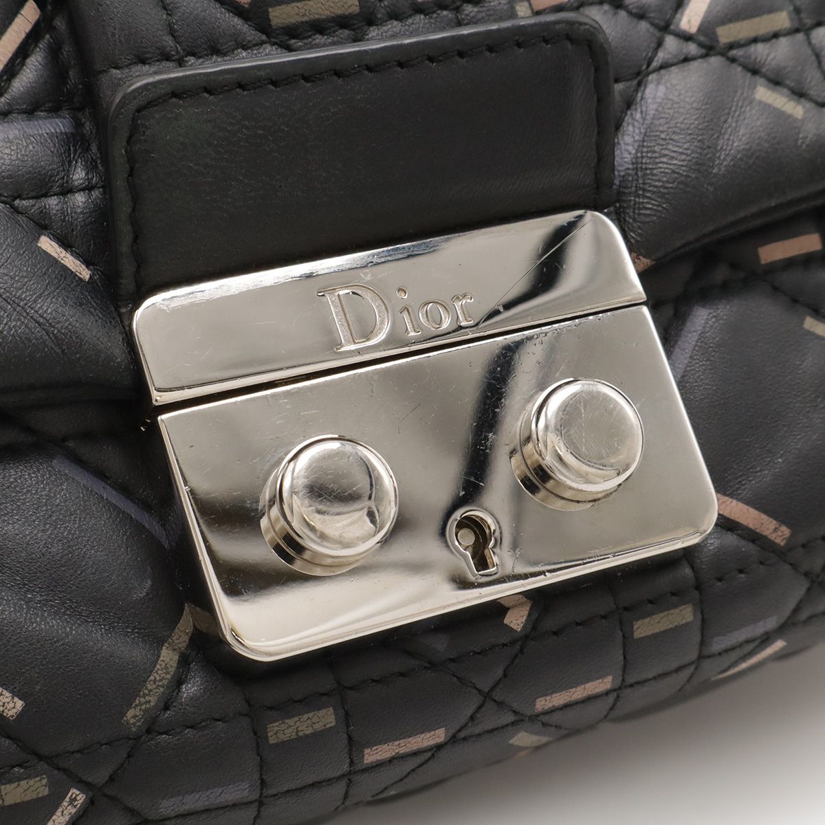 Dior Christian New Rock Cannage Chain Shoulder Bag Leather Black Silver — view 6