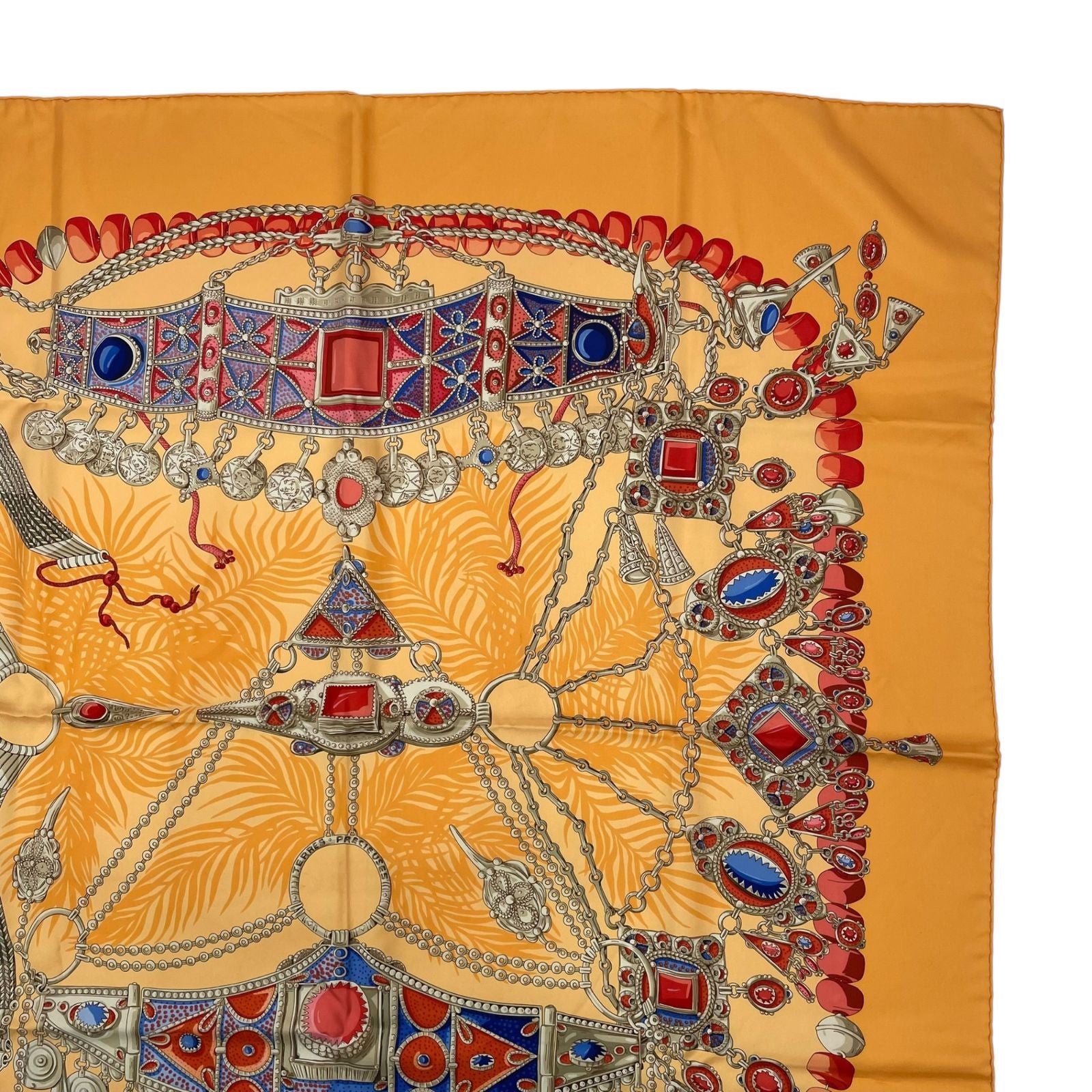 Hermes Silk Scarf Terres Precieuses Precious Places Orange Box — view 4