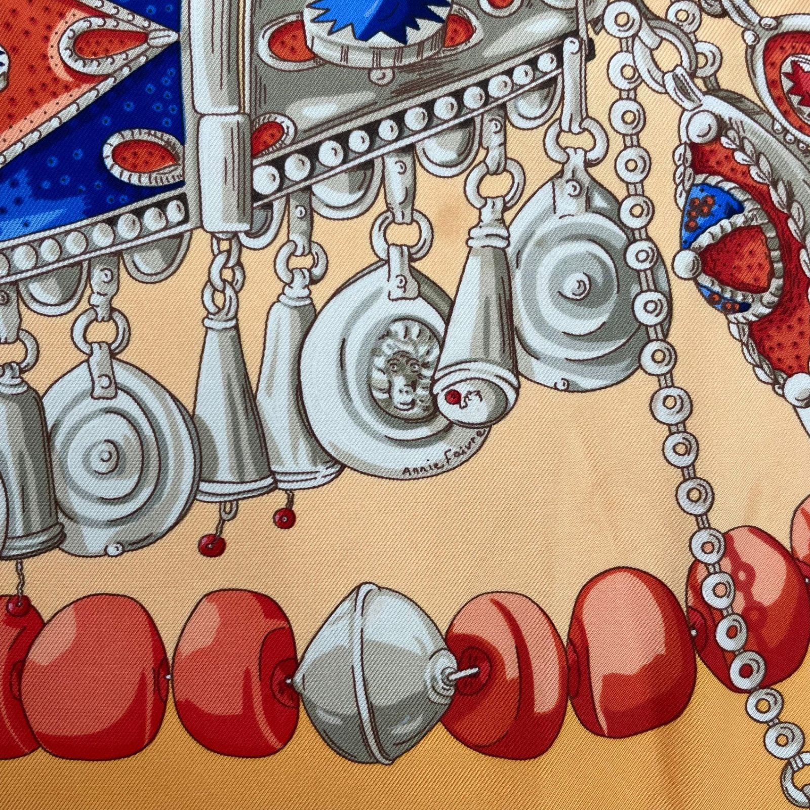 Hermes Silk Scarf Terres Precieuses Precious Places Orange Box — view 9