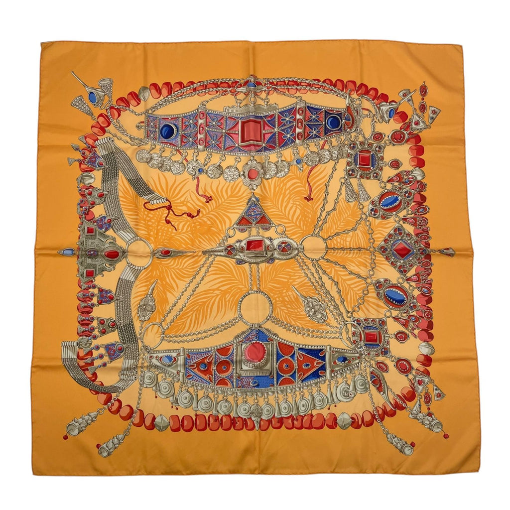 Hermes Silk Scarf Terres Precieuses Precious Places Orange Box — view 2