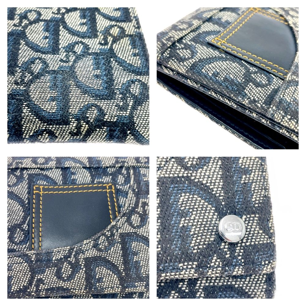 Dior Christian Leather Canvas Trotter Trifold Wallet — view 7