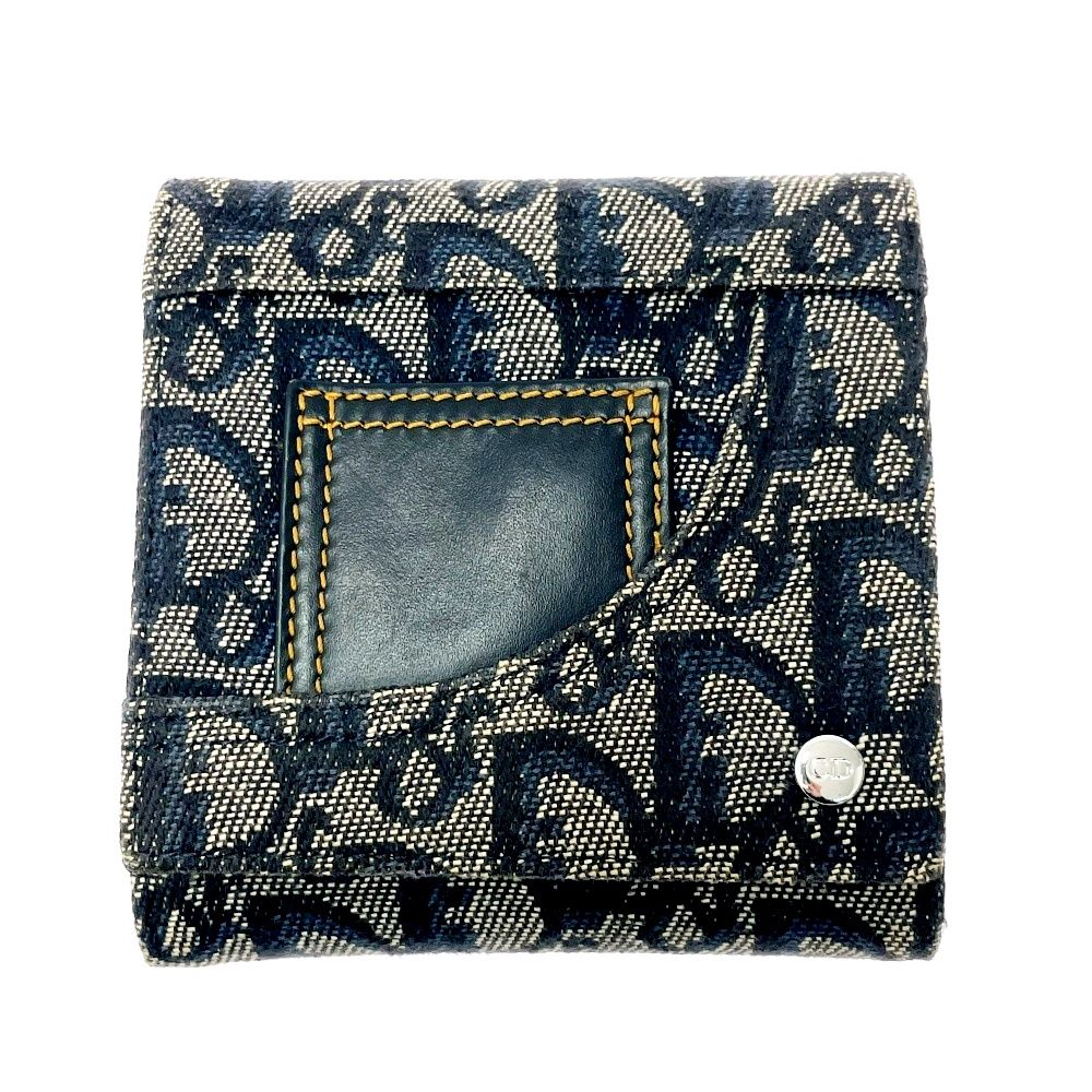 Dior Christian Leather Canvas Trotter Trifold Wallet — view 2