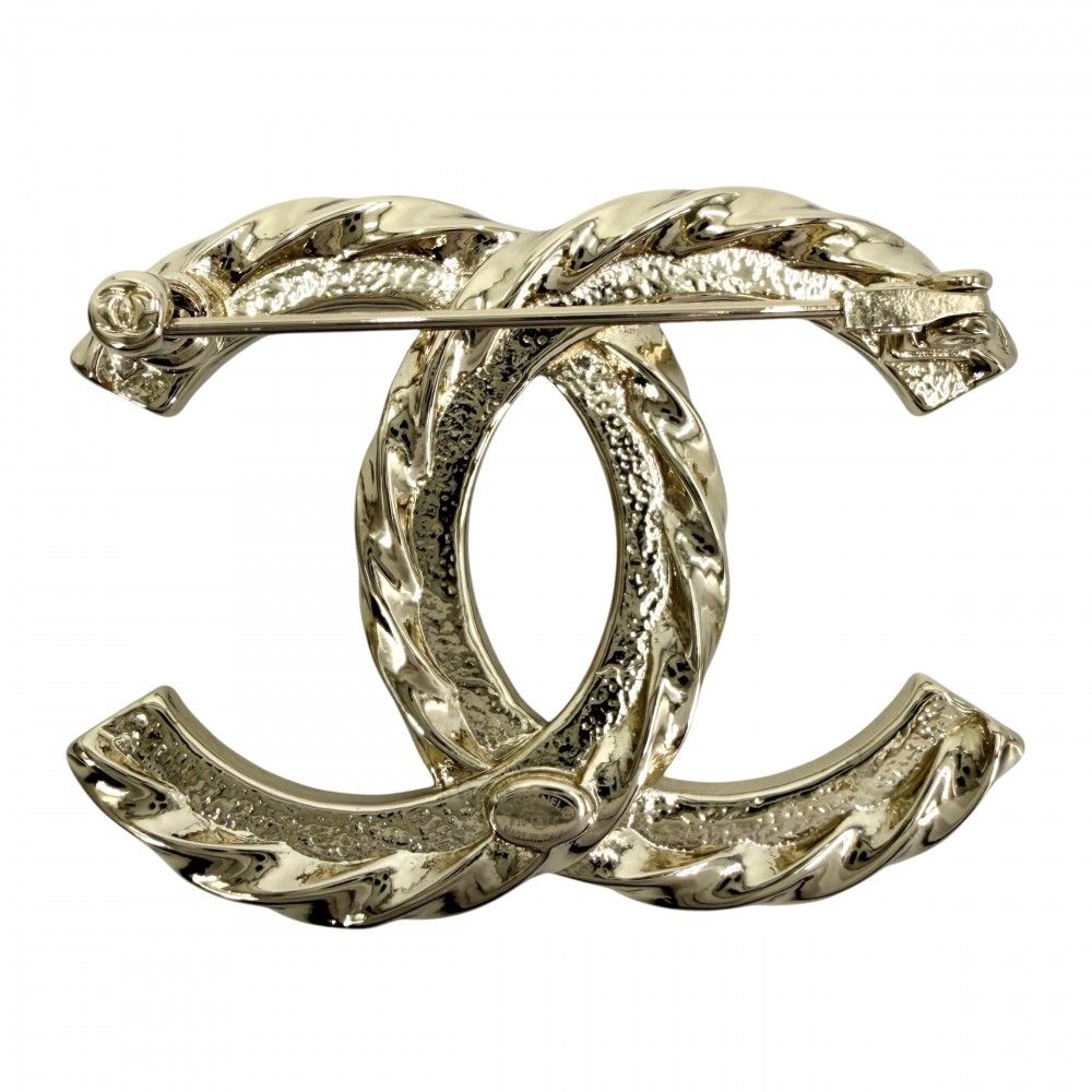 Chanel Brooch CC Logo Rhinestone Gold — view 2