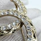 Chanel Brooch CC Logo Rhinestone Gold — view 6