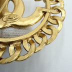 Chanel Brooch CC Logo Vintage Round Gold Plated — view 8