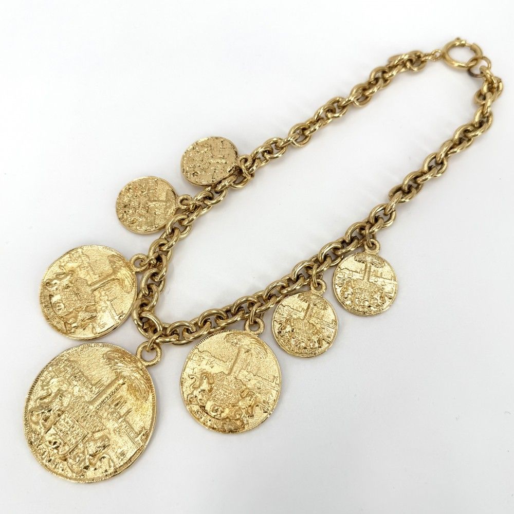 Chanel Necklace CC Logo Coco Chain Vintage Round Coin Motif Medal — view 3