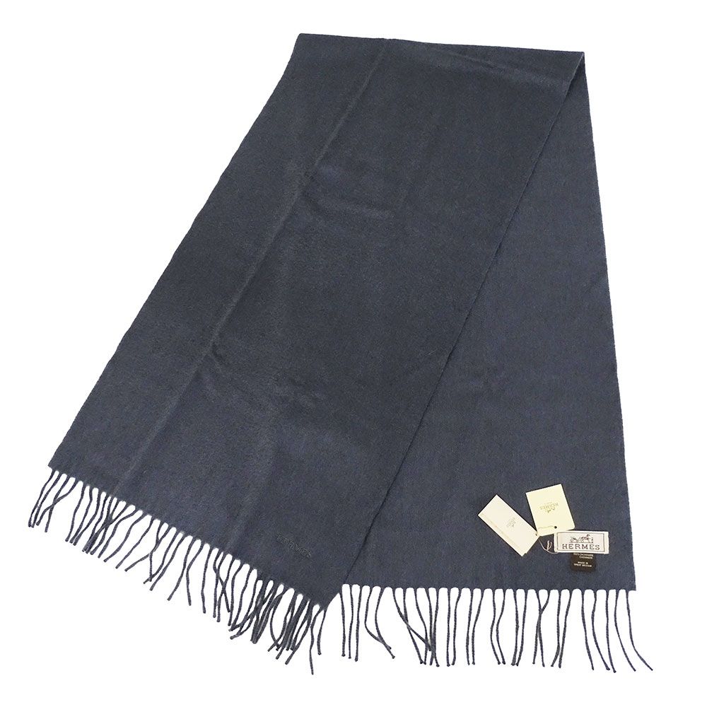 Hermes Muffler Shawl Cashmere Charcoal Cold Protection Scarf — view 2